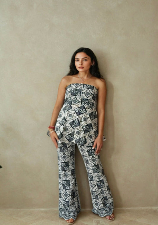 crepe cutwork coord set