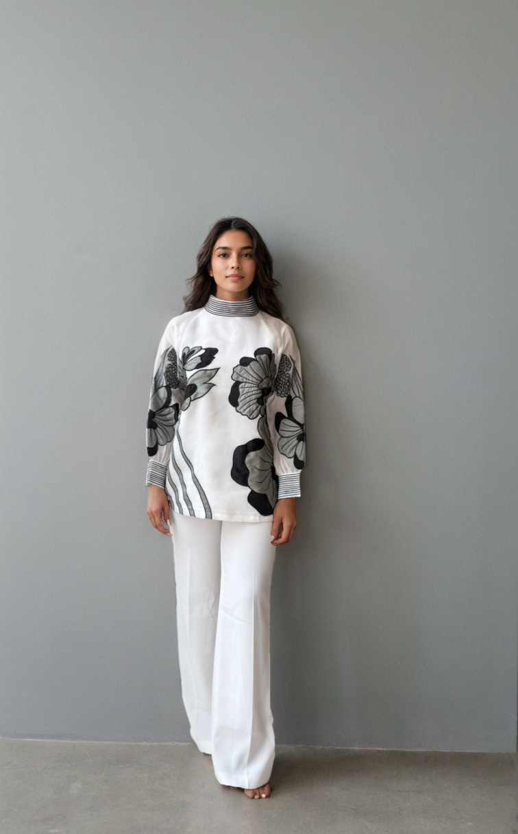 Organza Patchwork Shirt Coord