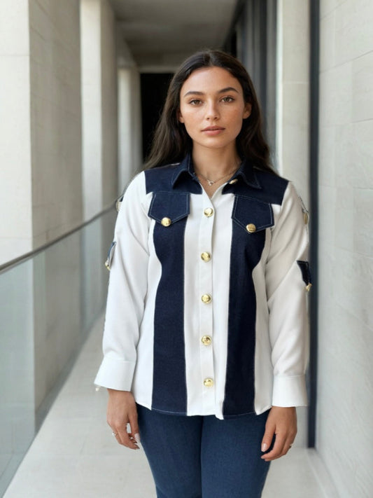 denim panel shirt