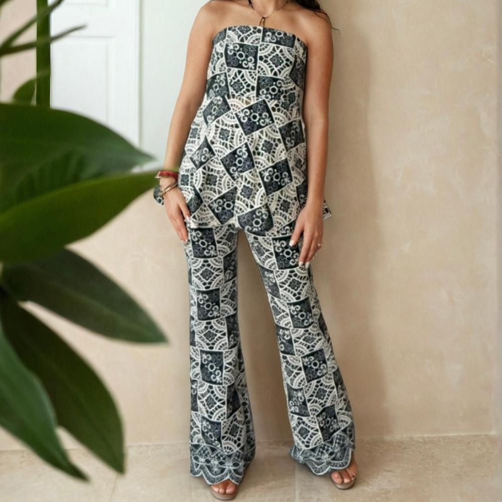 Crepe Cutwork Coord Set