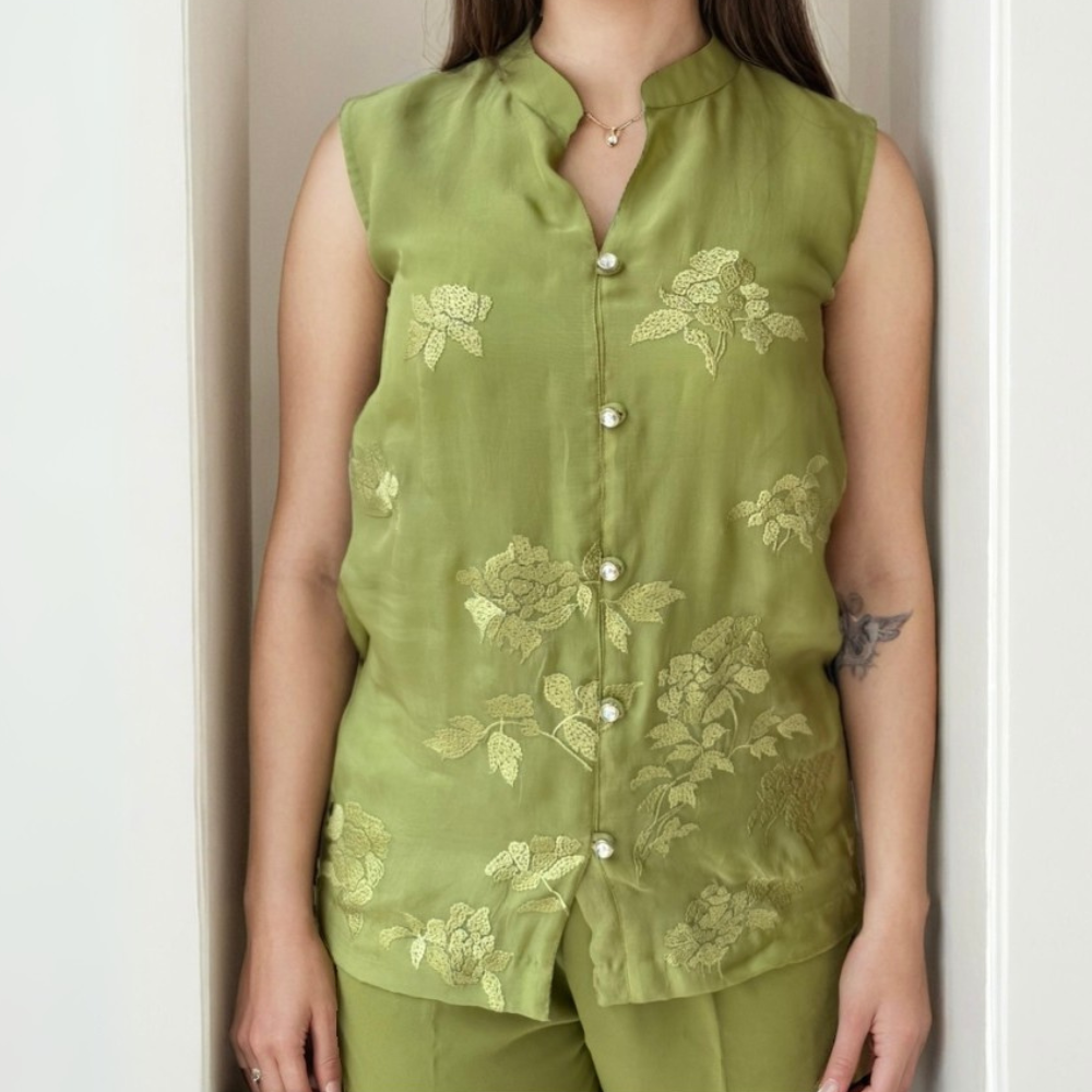 Green Embroidery Coord Set