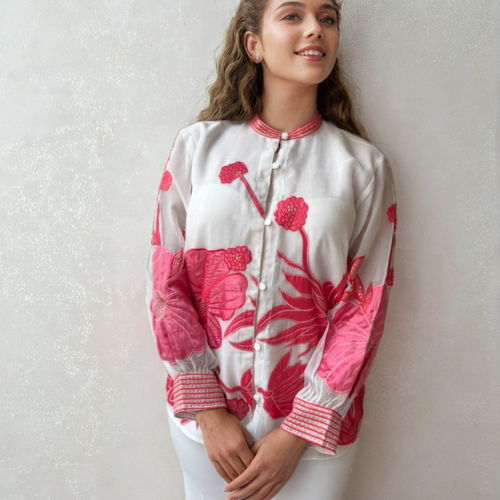 Crimson Patchwork Shirt
