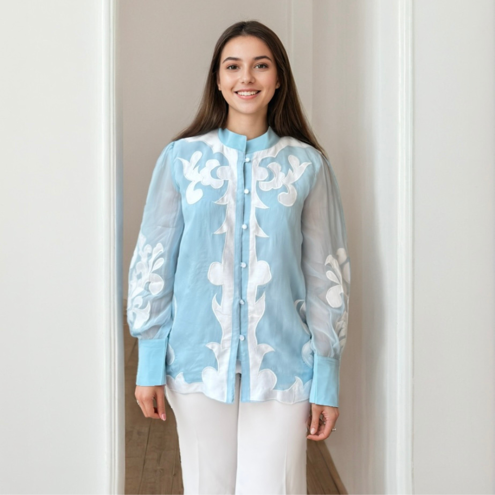 Organza Patchwork Shirt Set
