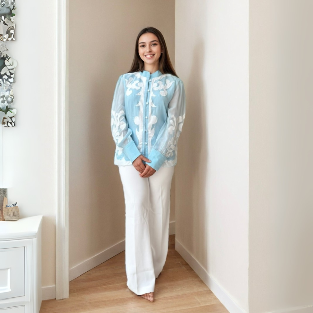 Organza Patchwork Shirt Set