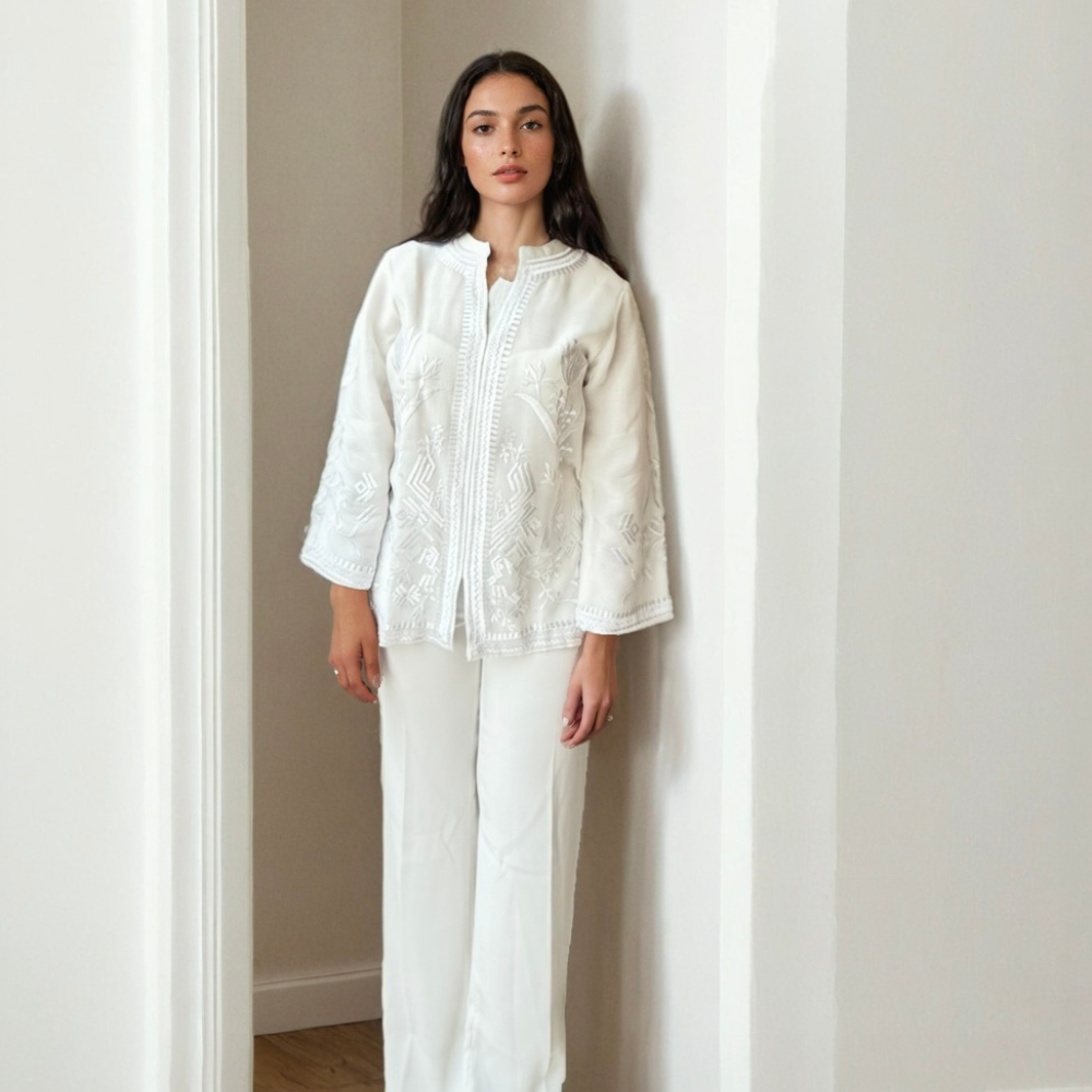 White On White Embroidery Coord Set
